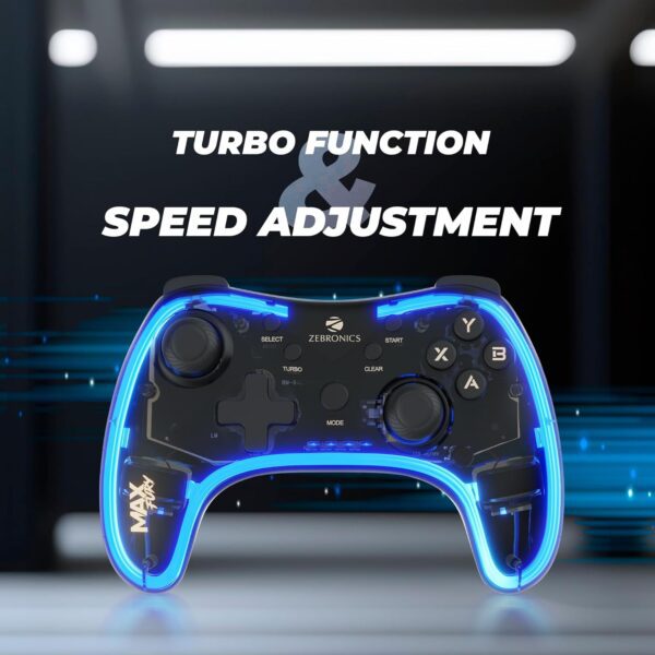 Zebronics MAX FURY Transparent RGB LED Illuminated Wired Gamepad for Windows PC, Android, with Dual analog sticks - Image 3